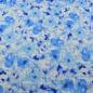Preview: Baumwoll Leinen Blüten in Blautönen auf Ecru